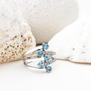 Aquamarine, Diamond and White Gold Multiband Ring
