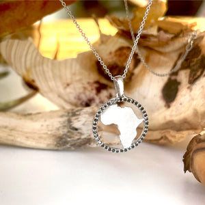 Contemporary Black Diamond Circular Africa White Gold Pendant