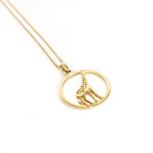 Contemporary Circular Giraffe Diamond and Yellow Gold Pendant