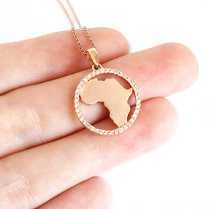 Contemporary Diamond Circular Africa Rose Gold Pendant
