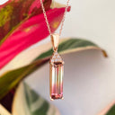 Rose Gold watermelon tourmaline and diamond pendant