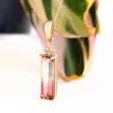 Rose Gold watermelon tourmaline and diamond pendant