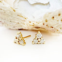 Cute Trilogy White Diamond Yellow Gold Stud Earrings