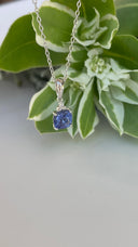 Silver Petite Cushion Cut Tanzanite with Trilogy Silver Topaz Highlight Pendant