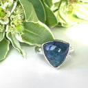 Silver Trilliant Cut Cabochon Tanzanite Silver Ring