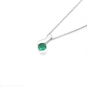 Contemporary Emerald White Gold Swish Pendant