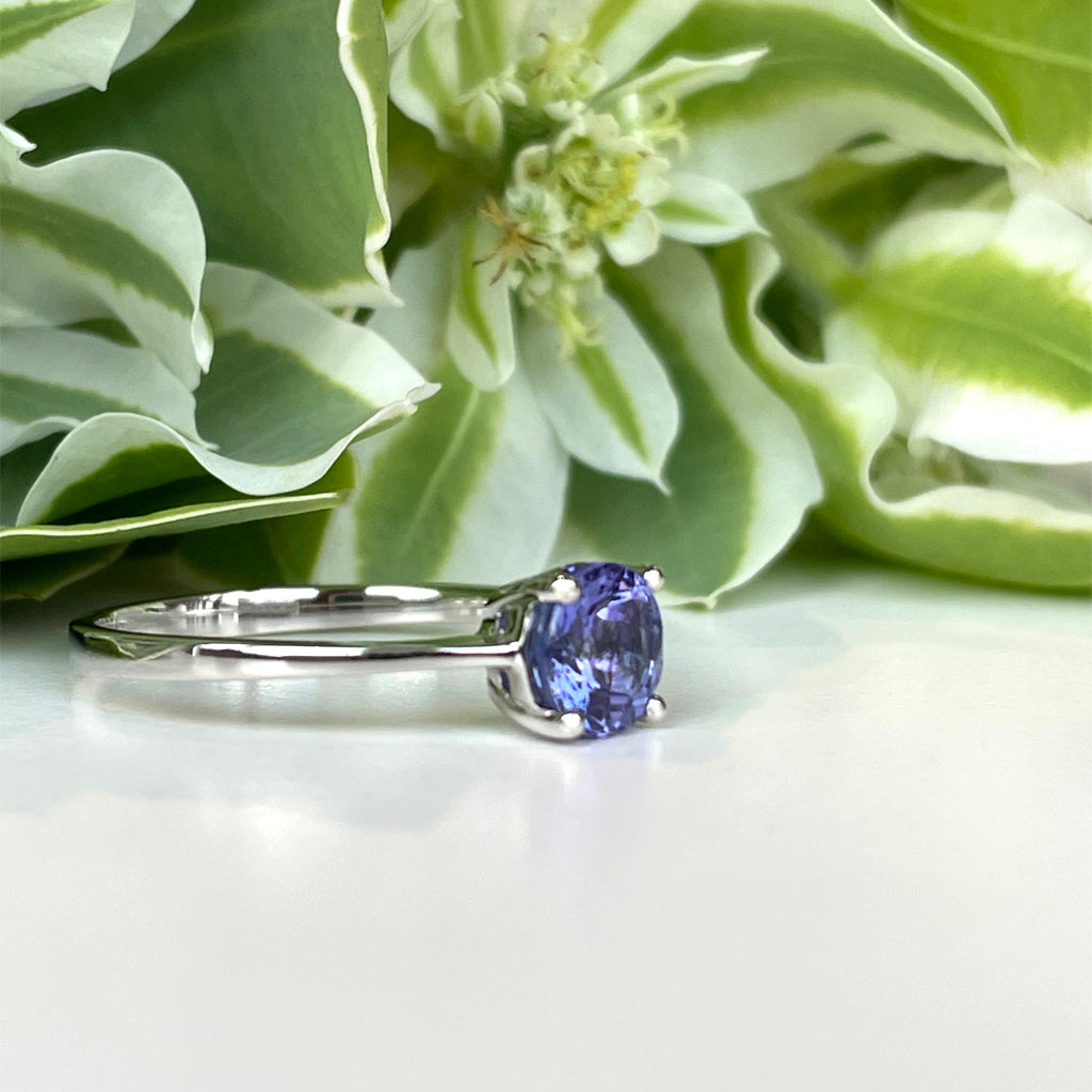 Silver Solitaire Round Cut Tanzanite Ring