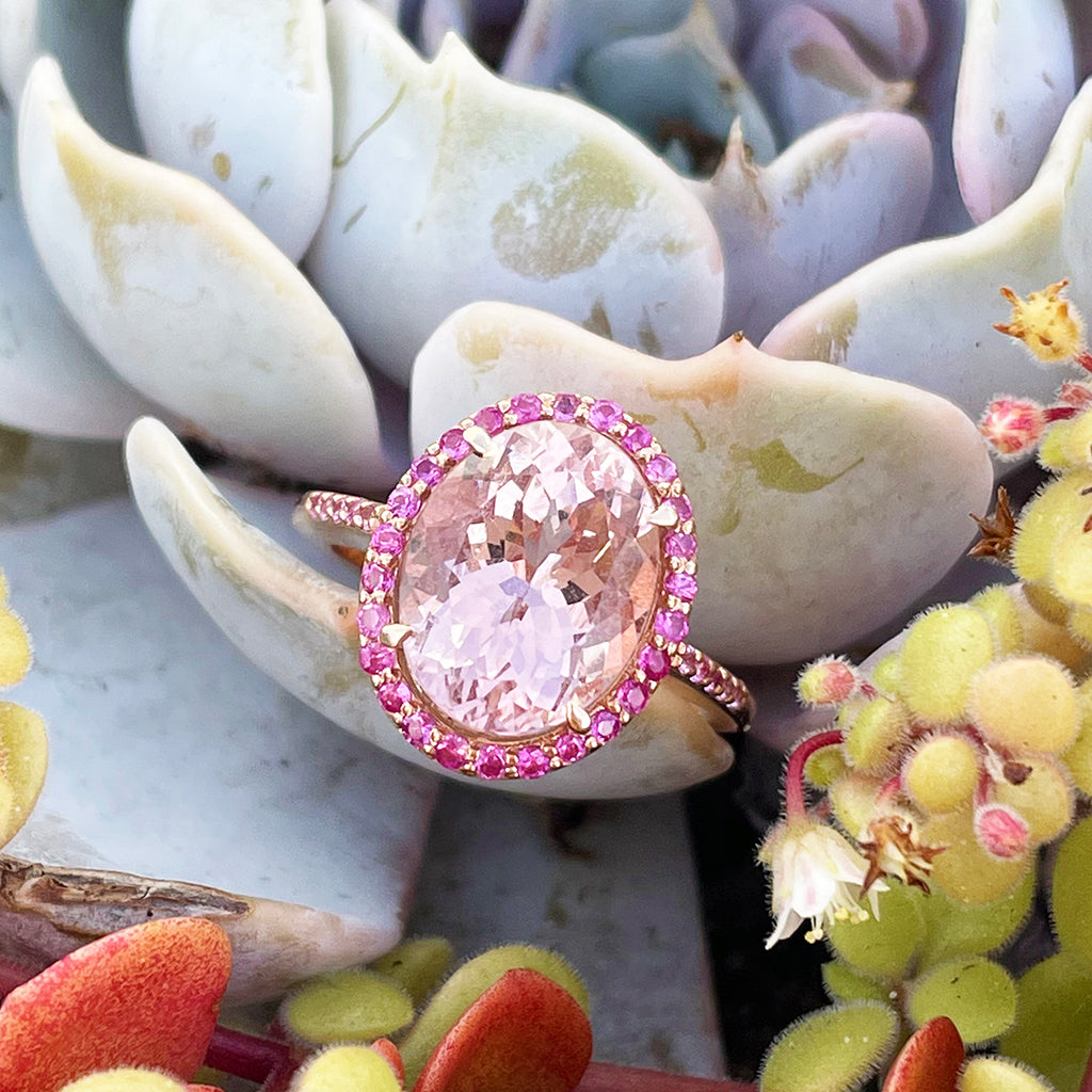Lusciously Lovely Morganite and Pink Sapphire Oval Ring