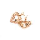 Rose Gold Filigree Heart Africa Earrings with Solitaire Black Diamond Detail