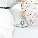 Round Cut Aquamarine and White Gold Ring