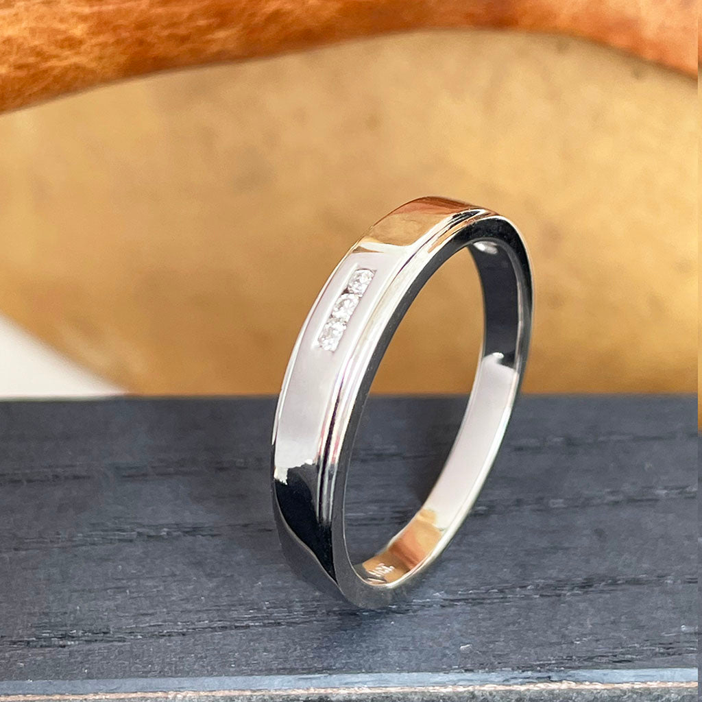 Slimline White Diamond White Gold Band – Afrogem Jewellers