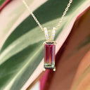 Watermelon tourmaline and diamond pendant
