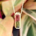 Watermelon Tourmaline Yellow Gold Slider Pendant