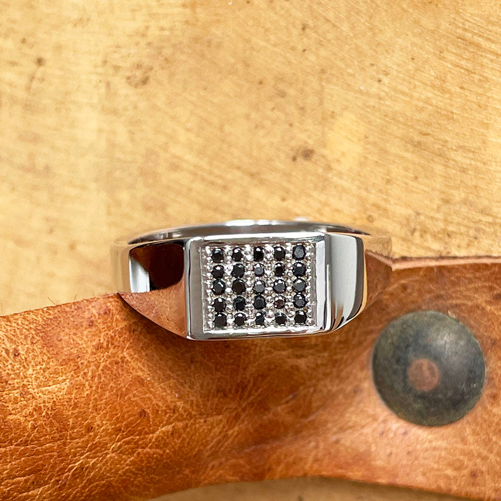 Twenty Five Black Diamond White Gold Signet Ring – Afrogem Jewellers