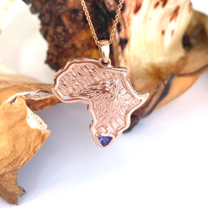 Africa Lion Tanzanite With Diamond Accent Rose Gold Pendant