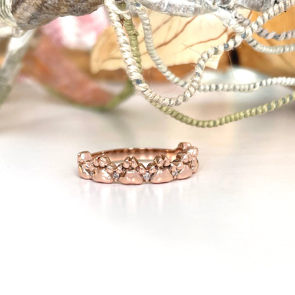 Playful Paw Print with Diamond Accent Rose Gold Ring