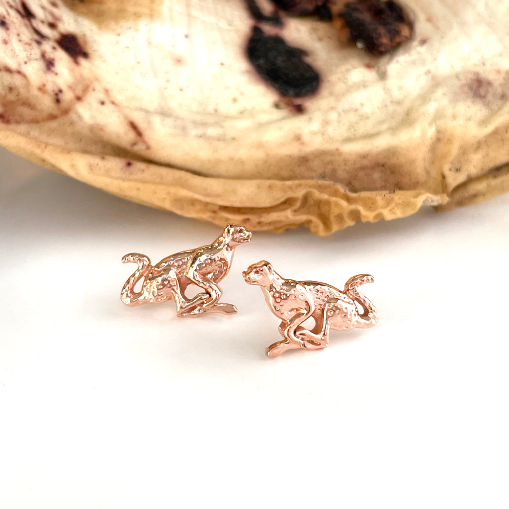 Racing Cheetah Rose Gold Studs