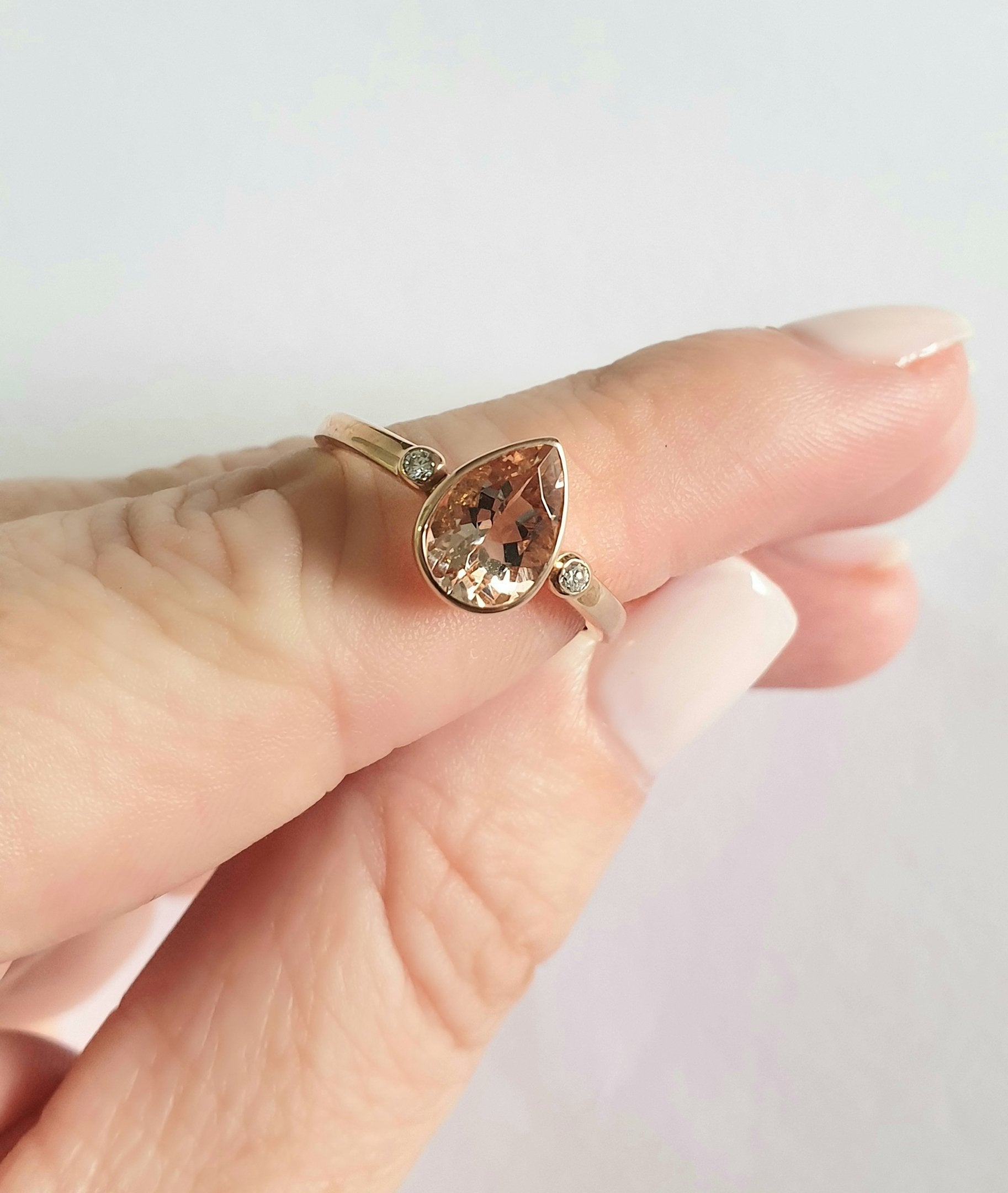 Pear Cut Morganite Ring with Diamond Accents