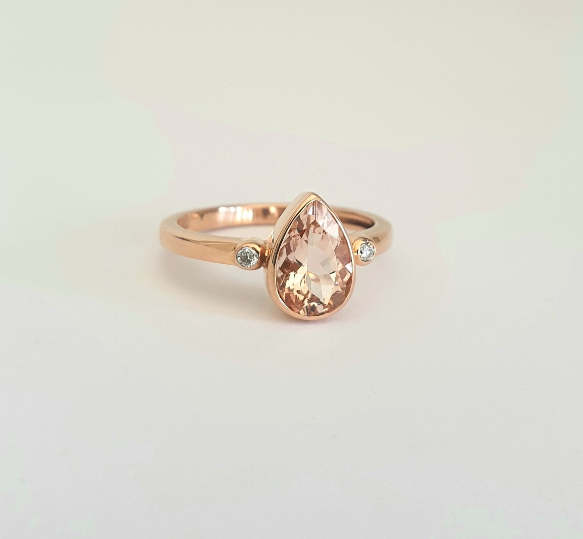 Pear Cut Morganite Ring with Diamond Accents