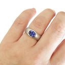 Unisex Oval Tanzanite Matte White Gold Ring