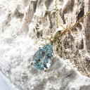 Aquamarine Pear Cut Yellow Gold Pendant