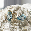 Aquamarine Pear Cut Yellow Gold Studs