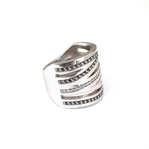Black and White Diamond Zebra Ring