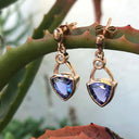 Fancy Bezel Tanzanite and Diamond Drop Earrings