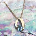 Folded Yellow Gold Aquamarine Pendant