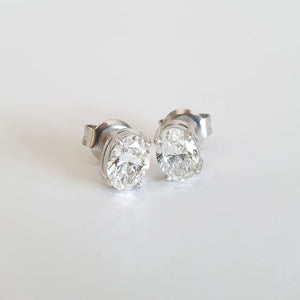 Hand Crafted Elegant Diamond Oval Cut Earrings
