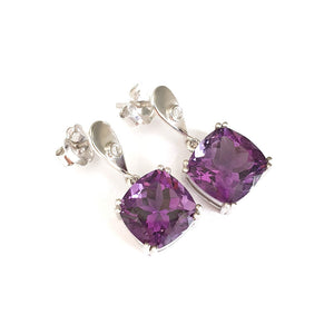 Handcrafted Opulent Amethyst and Diamond Drop Earrings