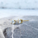 White Diamond Yellow Gold Studs