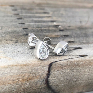 Pear Cut White Diamond Earrings