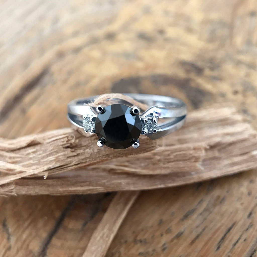 Black Diamond and White Gold Ring – Afrogem Jewellers