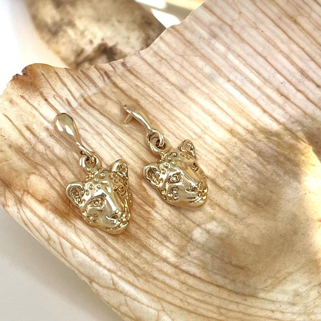 Yellow Gold Cheetah Drop Earrings