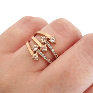 Morganite and Diamond Rose Gold Multiband Ring