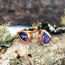 Pear Cut Bezel Set Tanzanite Rose Gold Studs