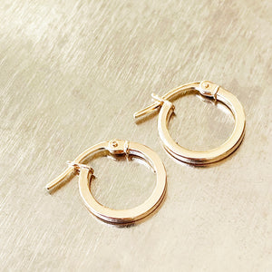 Petite Thin Flat Fronted Yellow Gold Hoops