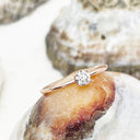 Rose Gold Raised Four Claw Diamond Stacking Ring