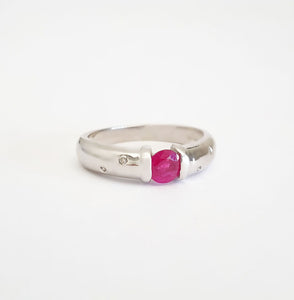 Ruby And Diamond Sprinkled Shoulder Ring