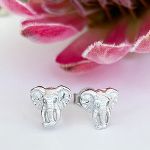 Silver Elephant Relief Earrings