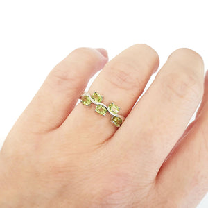 Silver Multiple Oval Peridot Wave Ring