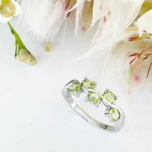Silver Multiple Oval Peridot Wave Ring