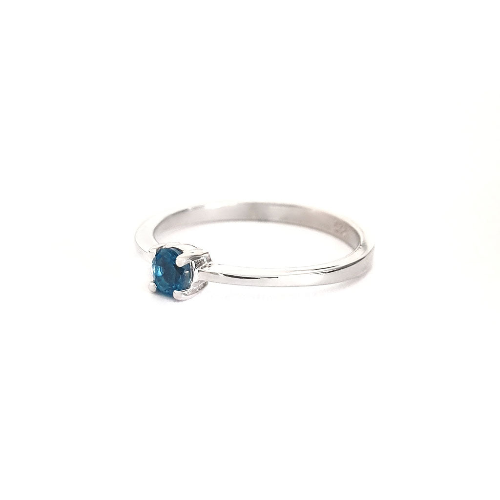 Silver Petite Solitaire London Blue Topaz Ring
