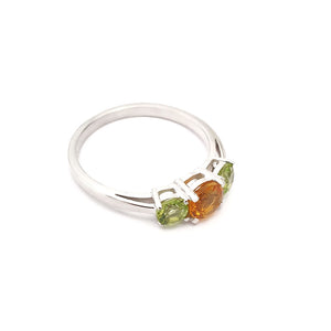 Spring Peridot and Citrine Trilogy Ring