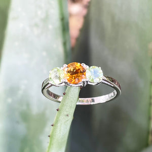 Spring Peridot and Citrine Trilogy Ring