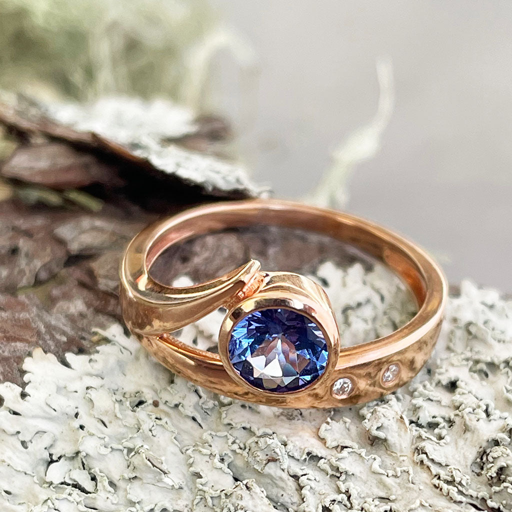 Unique Sculptural Tanzanite and Diamond Rose Gold Ring – Afrogem