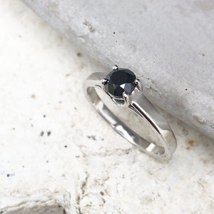 Unique Trellis Set Black Diamond Solitaire Ring