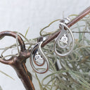 White Diamond Double Tear Drop Earrings