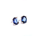 18ct Oval Cut Deep Blue Sapphire White Gold Studs